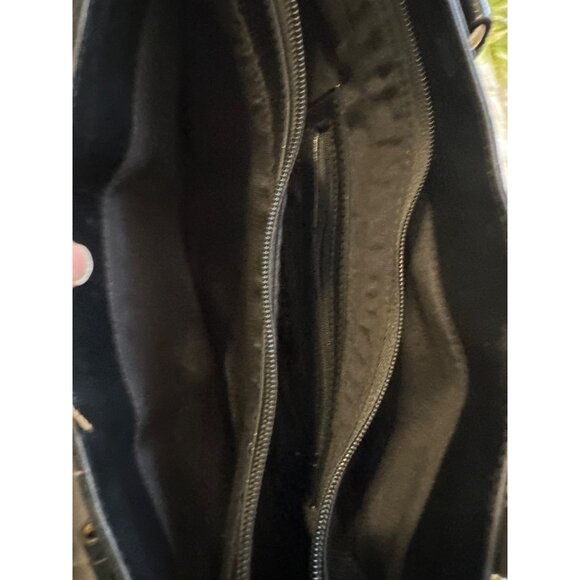 Peck & Peck Black Faux Leather Satchel With Silver Buckle Detail & Multiple Comp - Picture 8 of 11